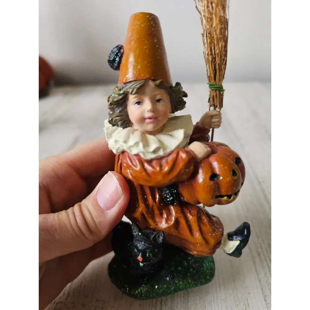Bethany Lowe cat girl witch trick or treater‎ statue figurine decor